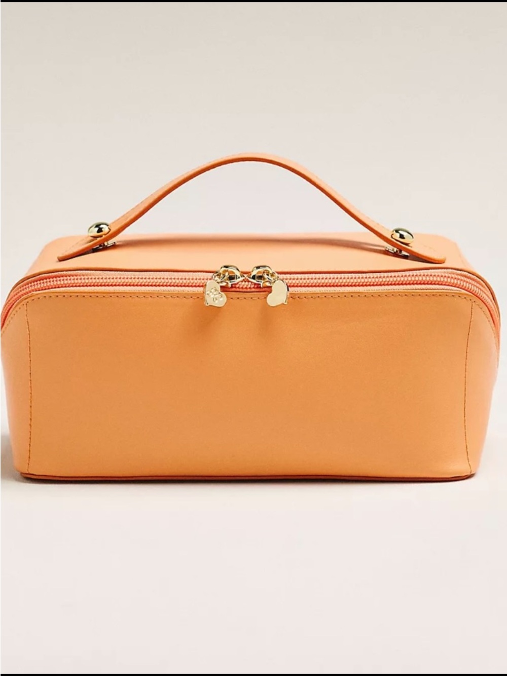 Anthropologie Peach-Orange Top-Handle Cosmetic Case
